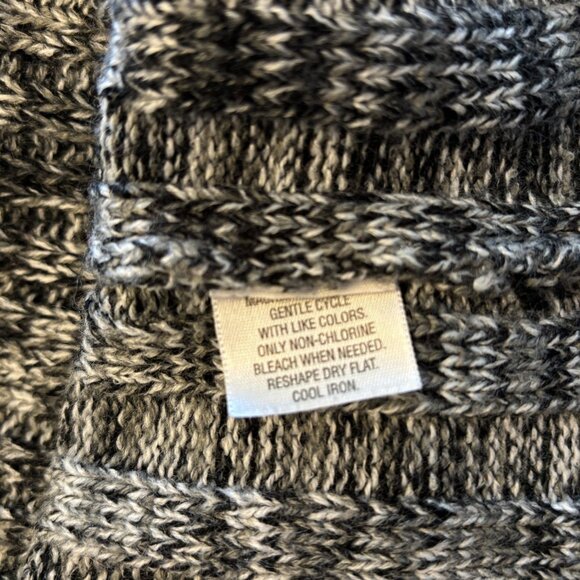 Style and Co Woman Sweater Open-Front Cardigan Black White Acrylic Womens 1X - Picture 3 of 12